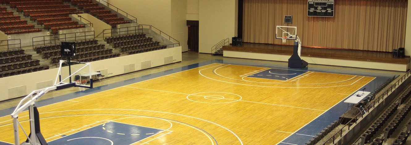 Sports Arena Setup showing stage - Leflore Civic Center